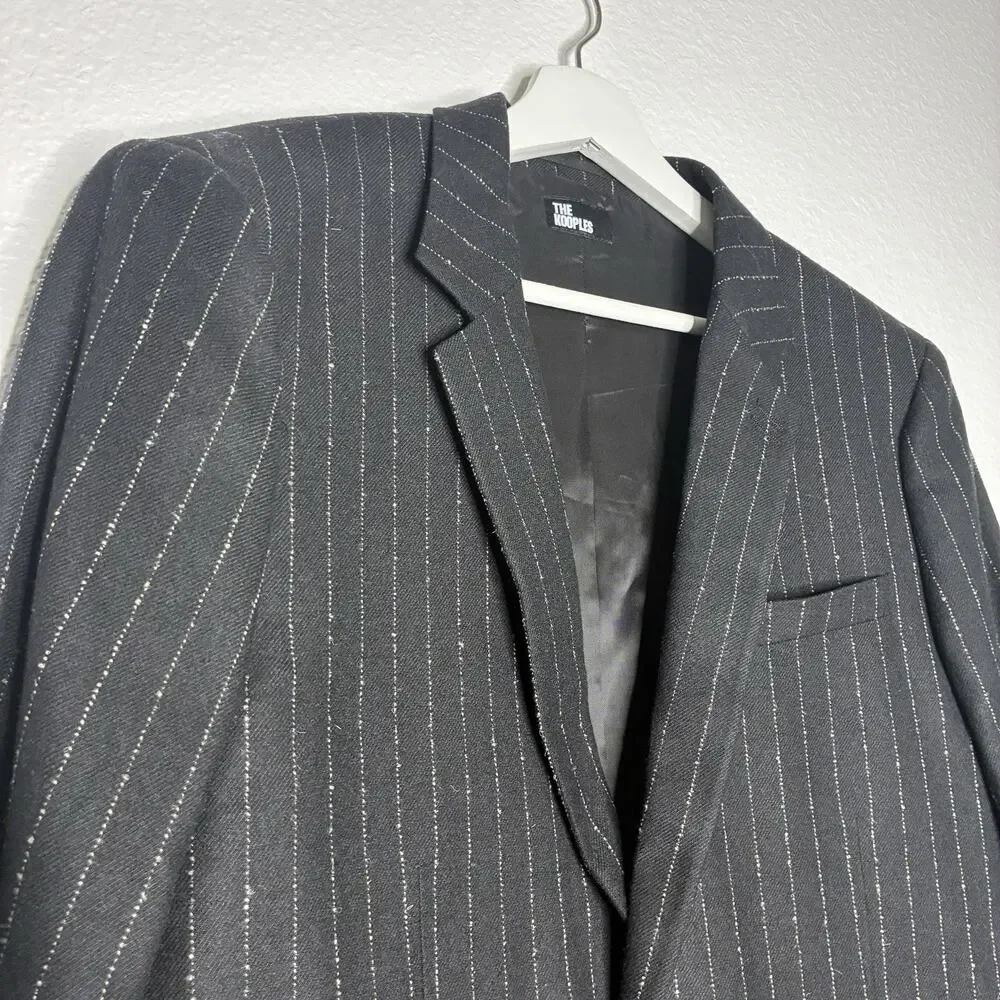 The Kooples Men's Wool Blend Black Pinstriped Blazer 48 NWT